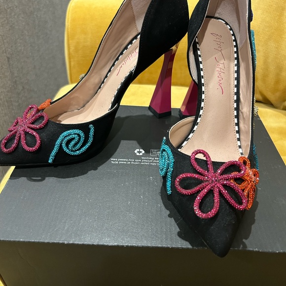 Betsey Johnson Black Heels with Multicolor Embellishments - Picture 3 of 8